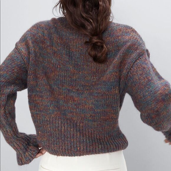 Zara Sweater Mohair Ruffle multicolor appliqué - Picture 5 of 7